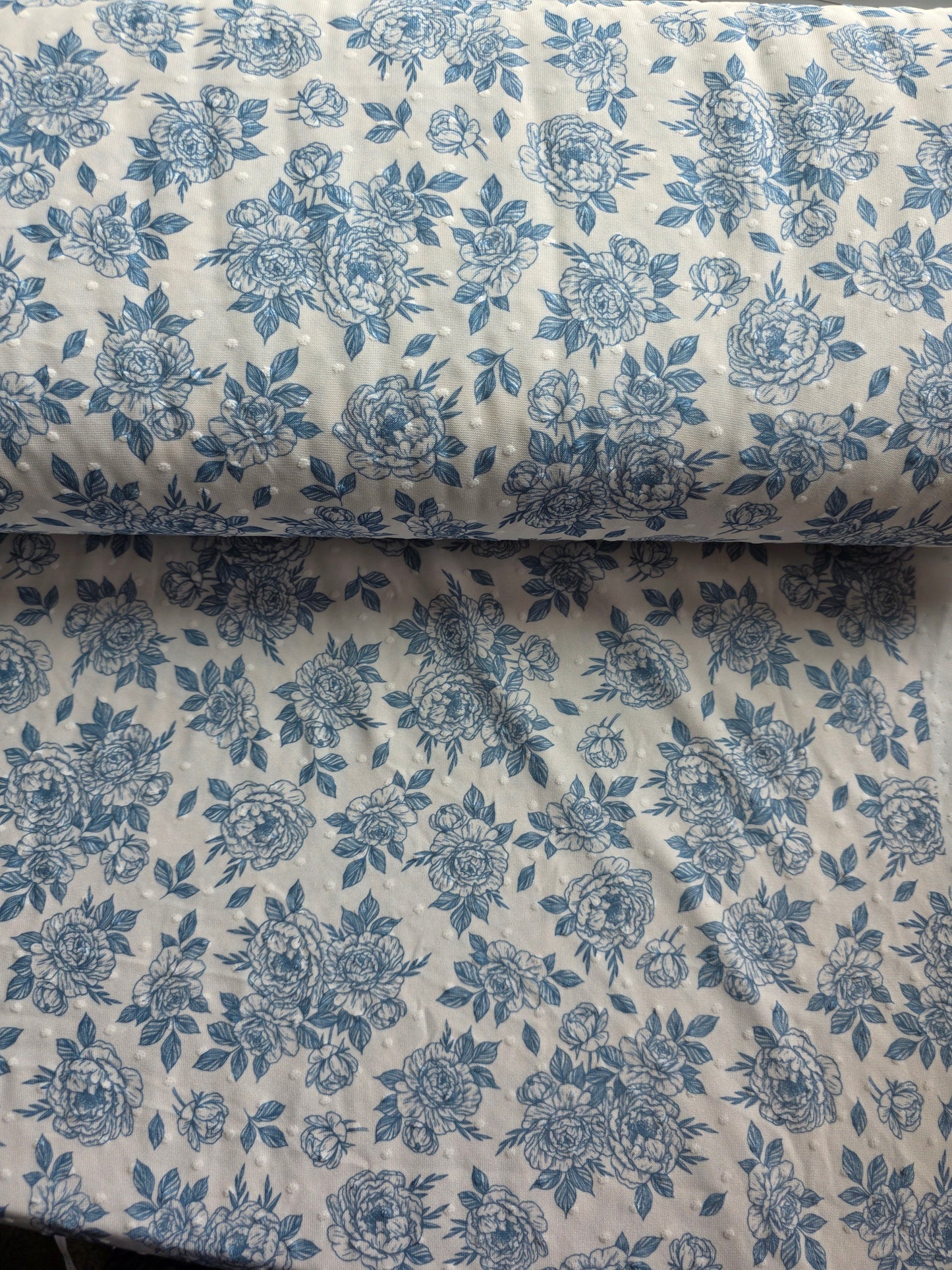 Coastal Rose Reverie Swiss Dot Knit | Sold By The Half Yard