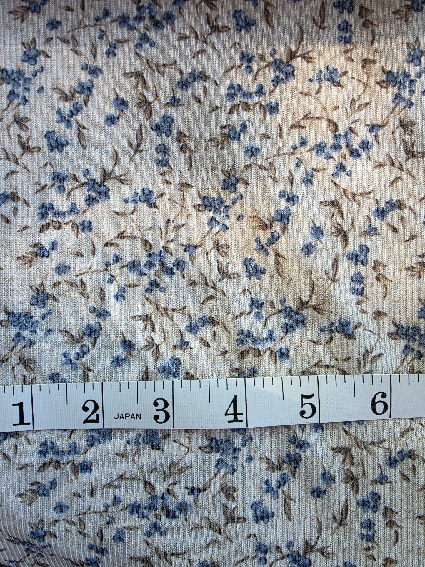 Blue Floral Linen Rib Knit