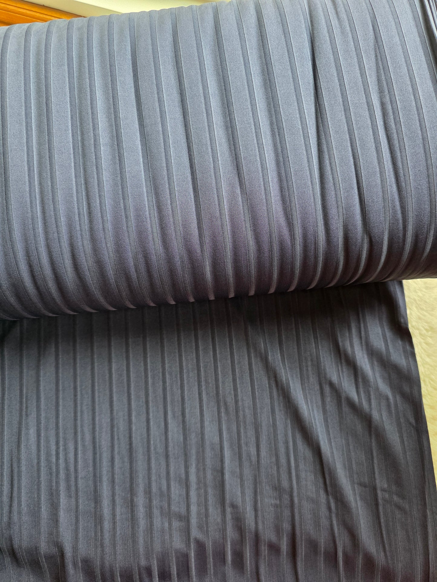 Navy Solid Wide Poly Rib Knit | Sold By The Half Yard