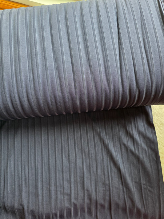 Navy Solid Wide Poly Rib Knit | Sold By The Half Yard