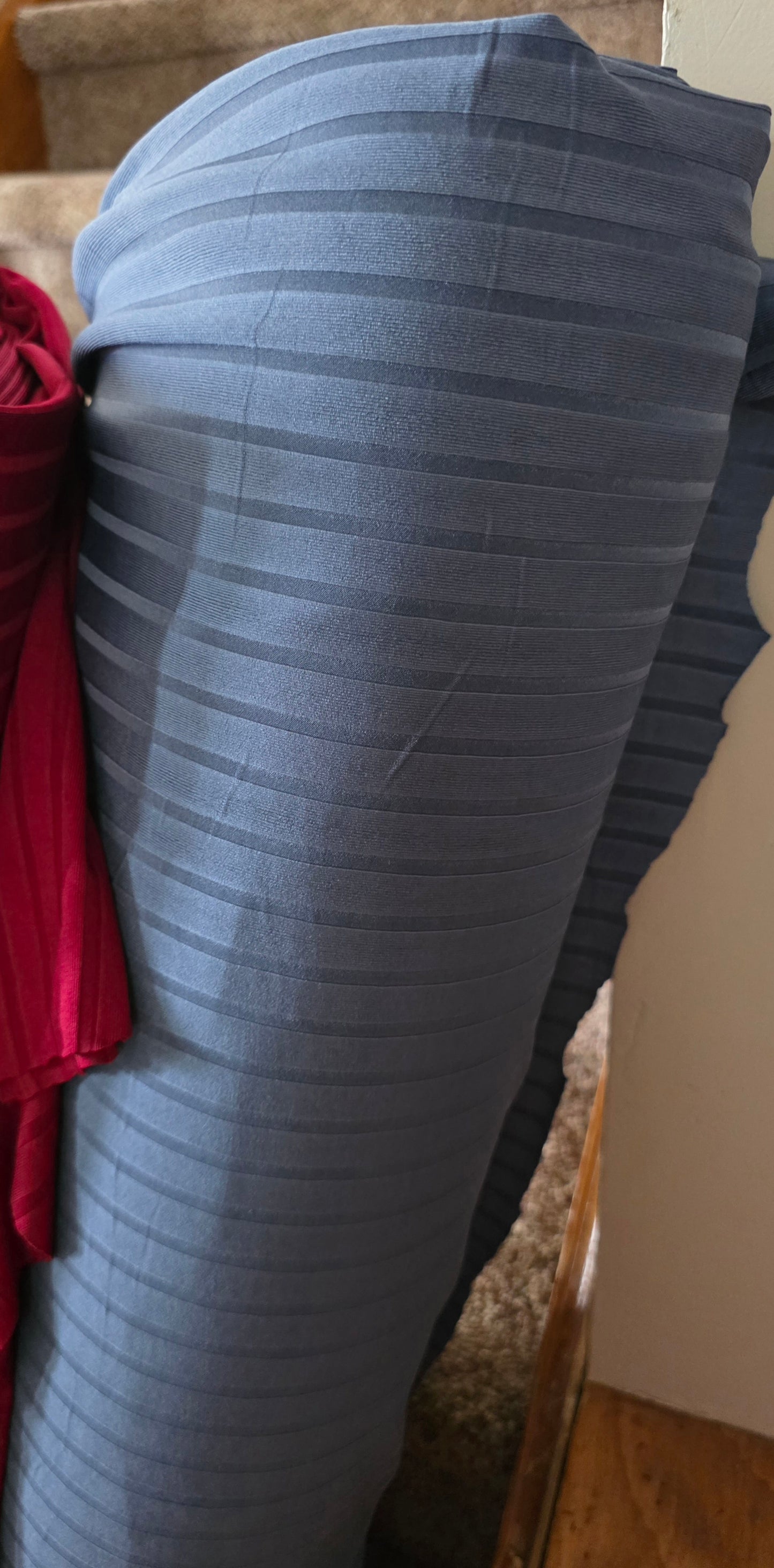 Slate Blue Solid Wide Poly Rib Knit | Sold By The Half Yard
