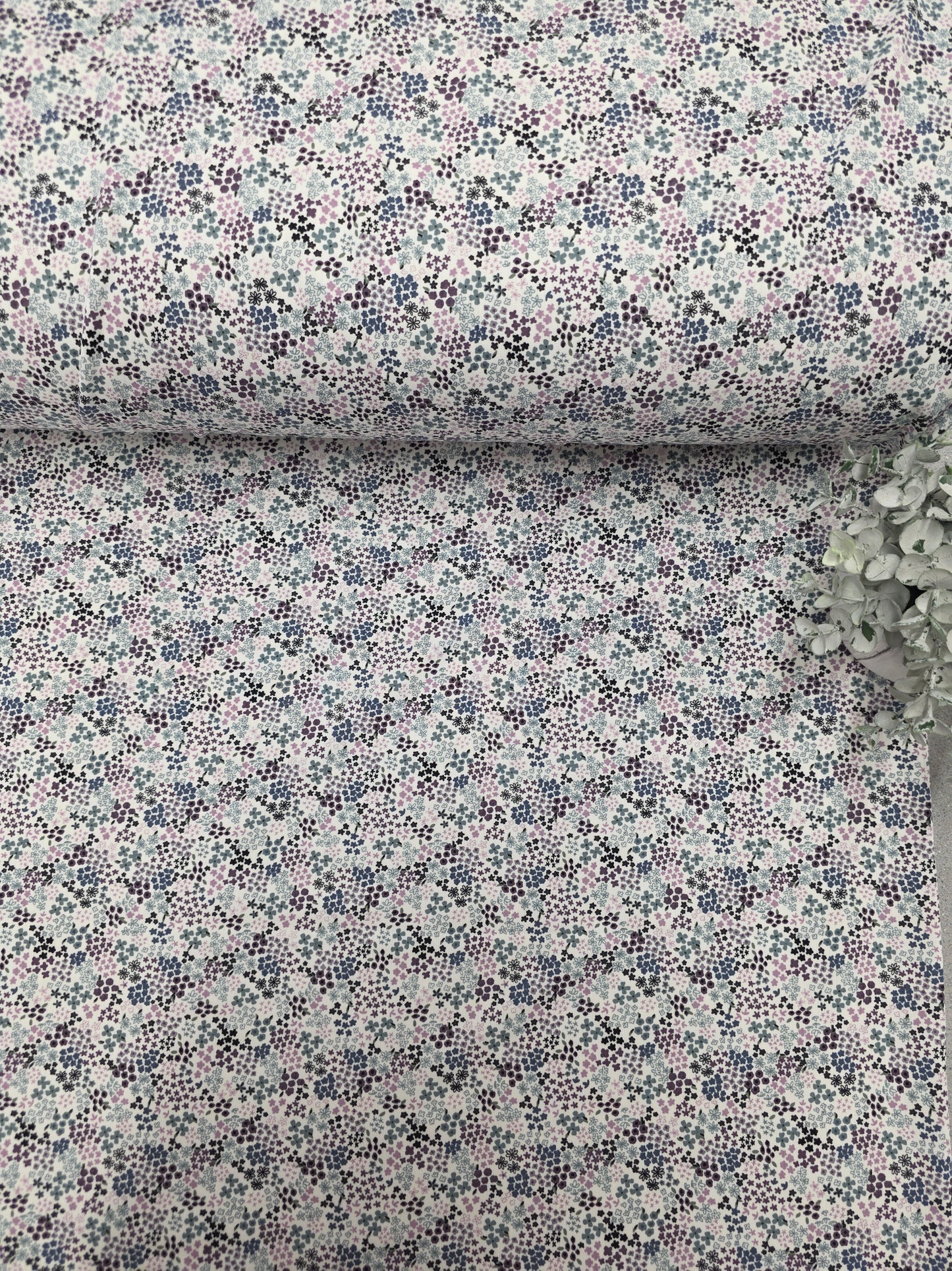 Lilac & Mint Scattered Floral Classic Rib Knit | Sold By The Half Yard