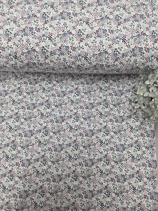 Lilac & Mint Scattered Floral Classic Rib Knit | Sold By The Half Yard