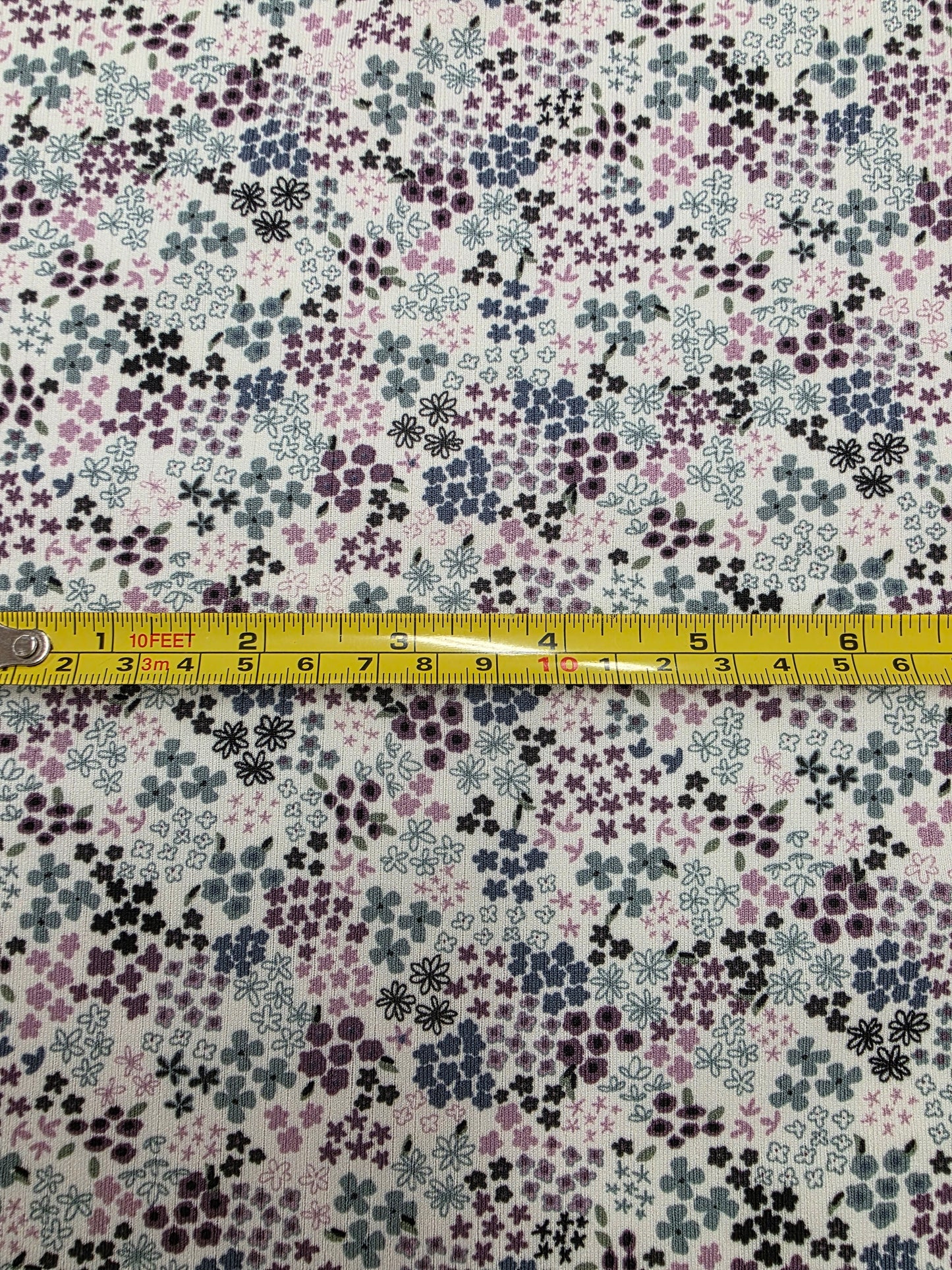 Lilac & Mint Scattered Floral Classic Rib Knit | Sold By The Half Yard