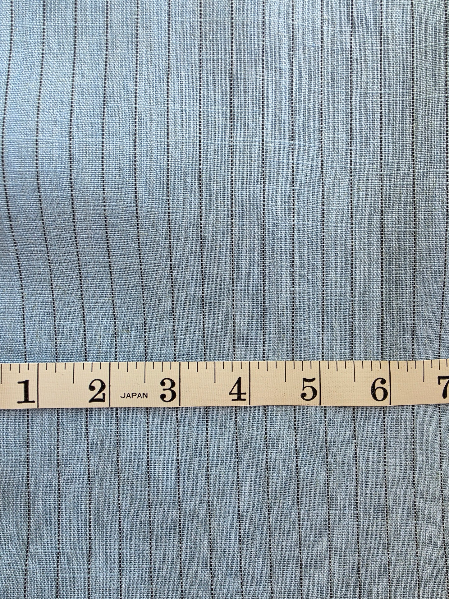 Sky Blue Stripe Linen Viscose Blend | Sold By The Half Yard