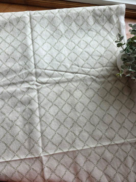 *Exclusive* Green Lattice Cotton Linen | Sold By The Half Yard
