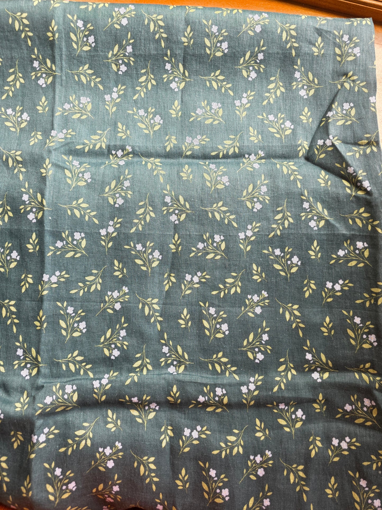 Teal Floral Linen | Sold By The Half Yard