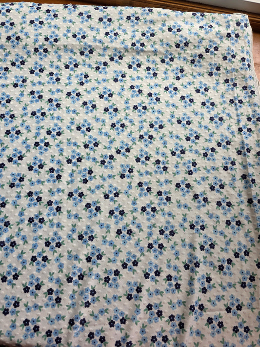 *Exclusive* Blue Floral Swiss Dot Knit | Sold By The Half Yard