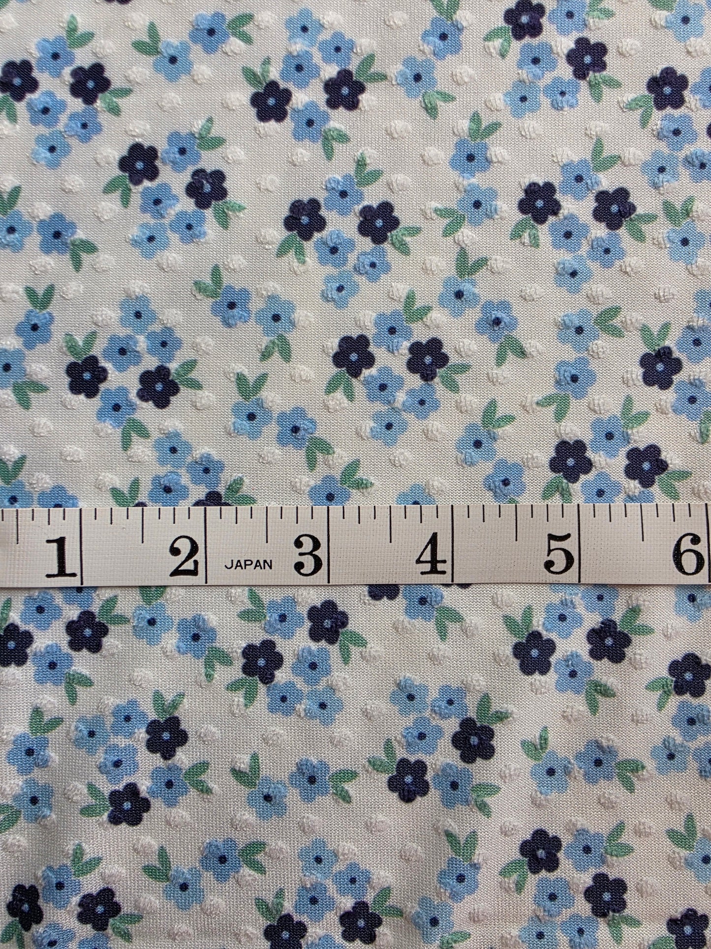 *Exclusive* Blue Floral Swiss Dot Knit | Sold By The Half Yard