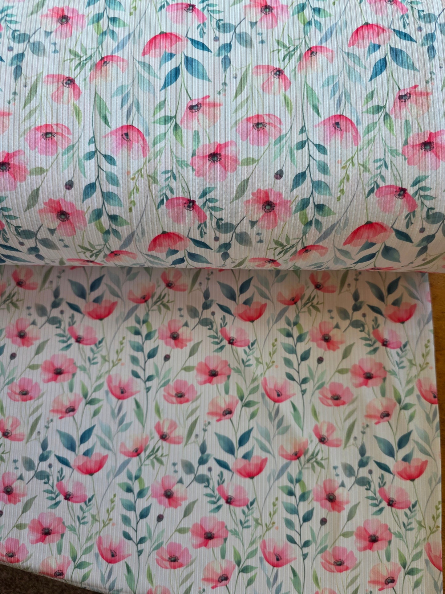 Pink Poppy Unbrushed Narrow Rib Knit | Sold By The Half Yard
