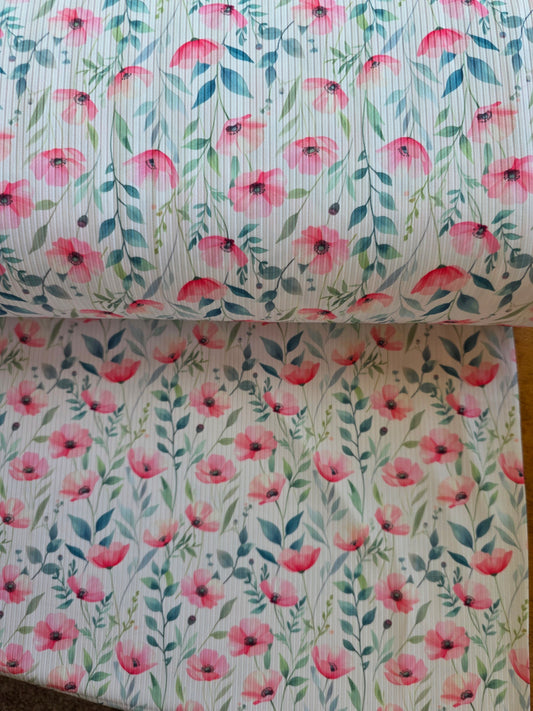 Pink Poppy Unbrushed Narrow Rib Knit | Sold By The Half Yard