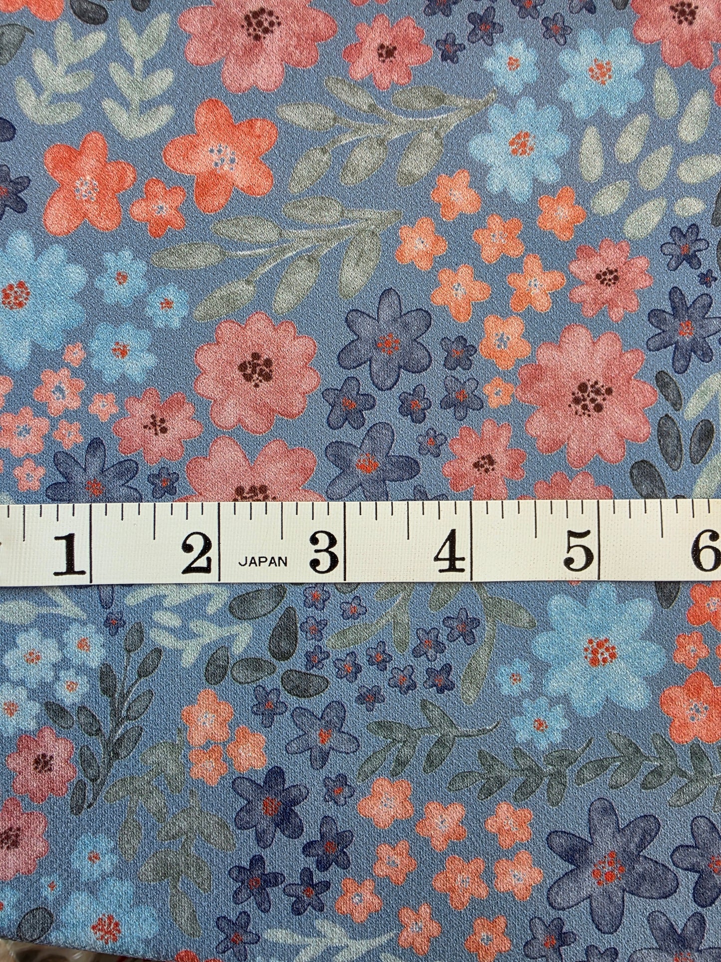 Blue Scattered Floral Moss Crepe Knit | Sold By The Half Yard