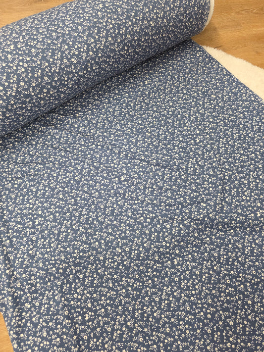 Blue Tiny Floral Yummy Rib Knit | Sold By The Half Yard