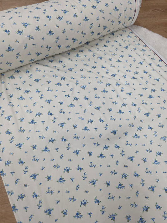 Blue Scattered Floral Yummy Rib Knit | Sold By The Half Yard