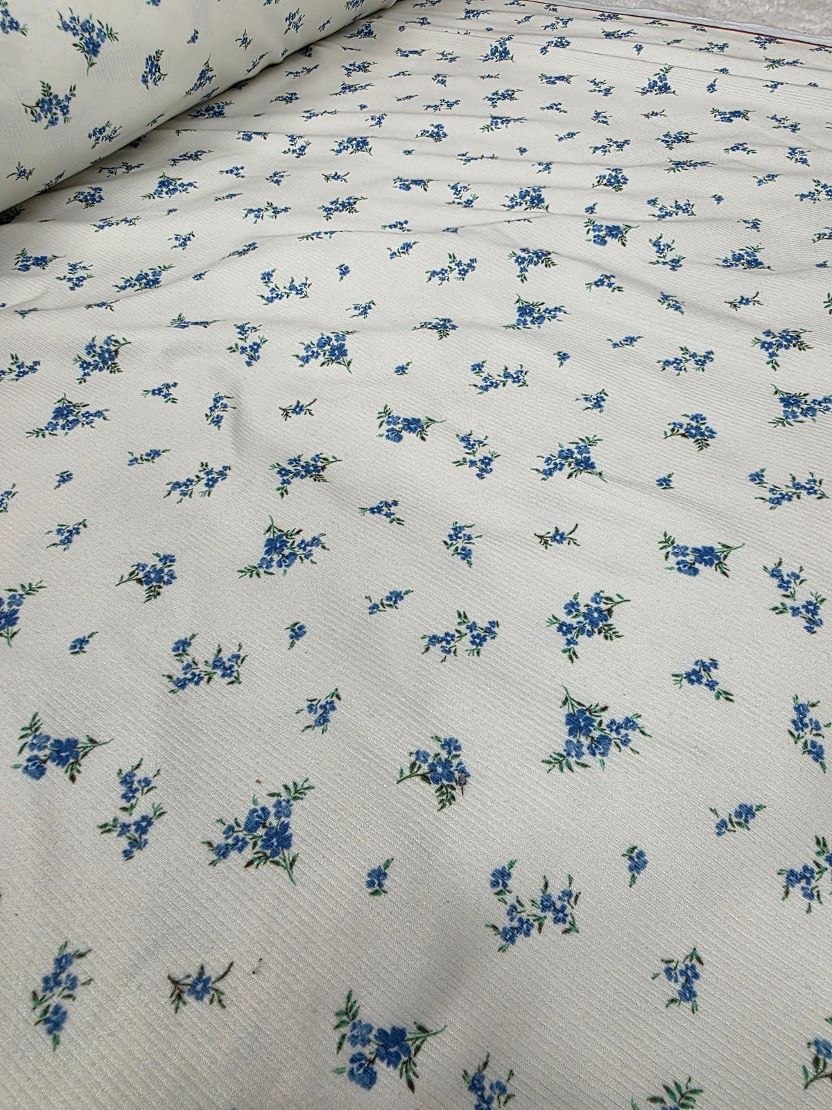 Blue Scattered Floral Yummy Rib Knit | Sold By The Half Yard