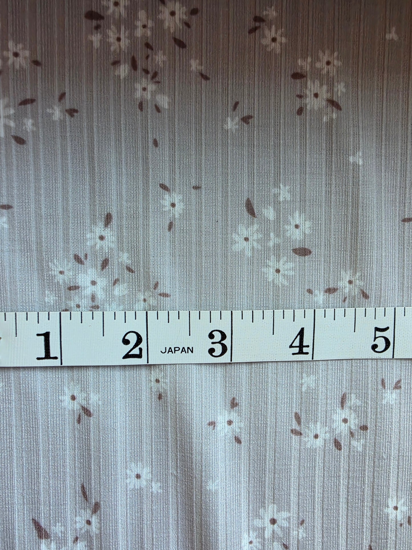 Beige Mini Bunches Floral Wide Poly Rib Knit | Sold By The Half Yard