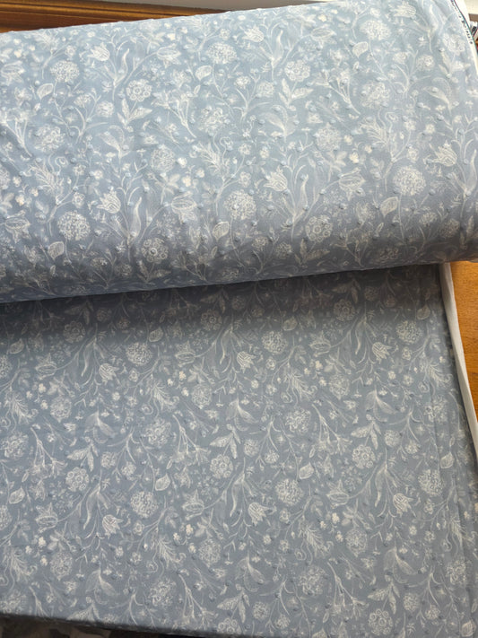 Sky Blue Evening Reverie Swiss Dot Knit | Sold By The Half Yard