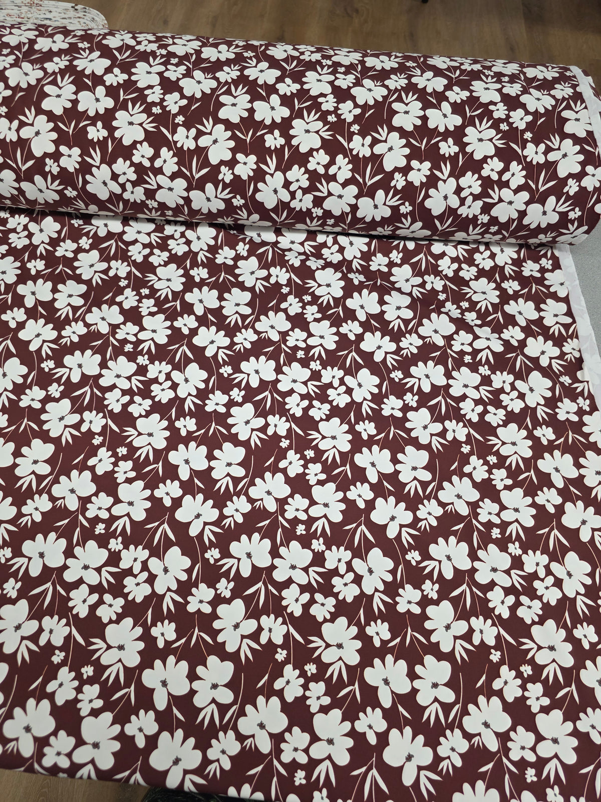 Burgundy Floral Lou Lou Knit | Sold By The Half Yard
