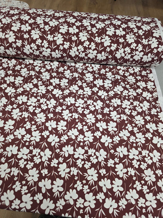 Burgundy Floral Lou Lou Knit | Sold By The Half Yard