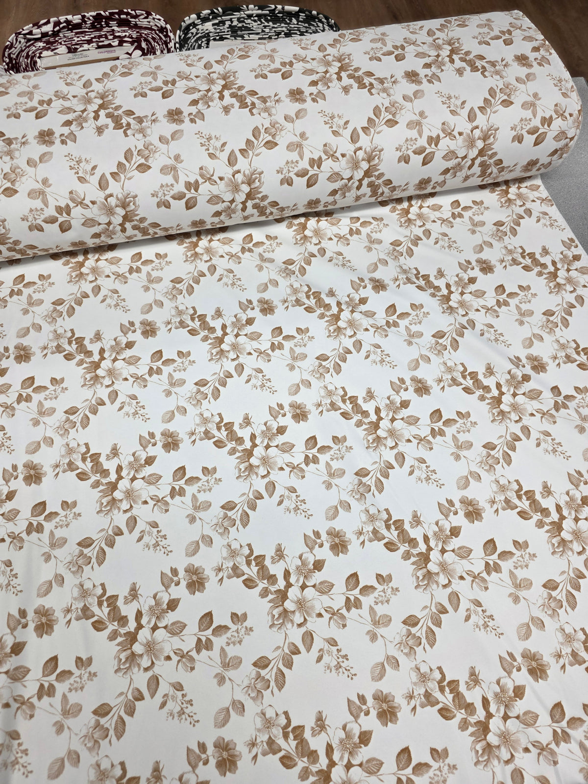 Beige Overall Floral Lou Lou Knit | Sold By The Half Yard