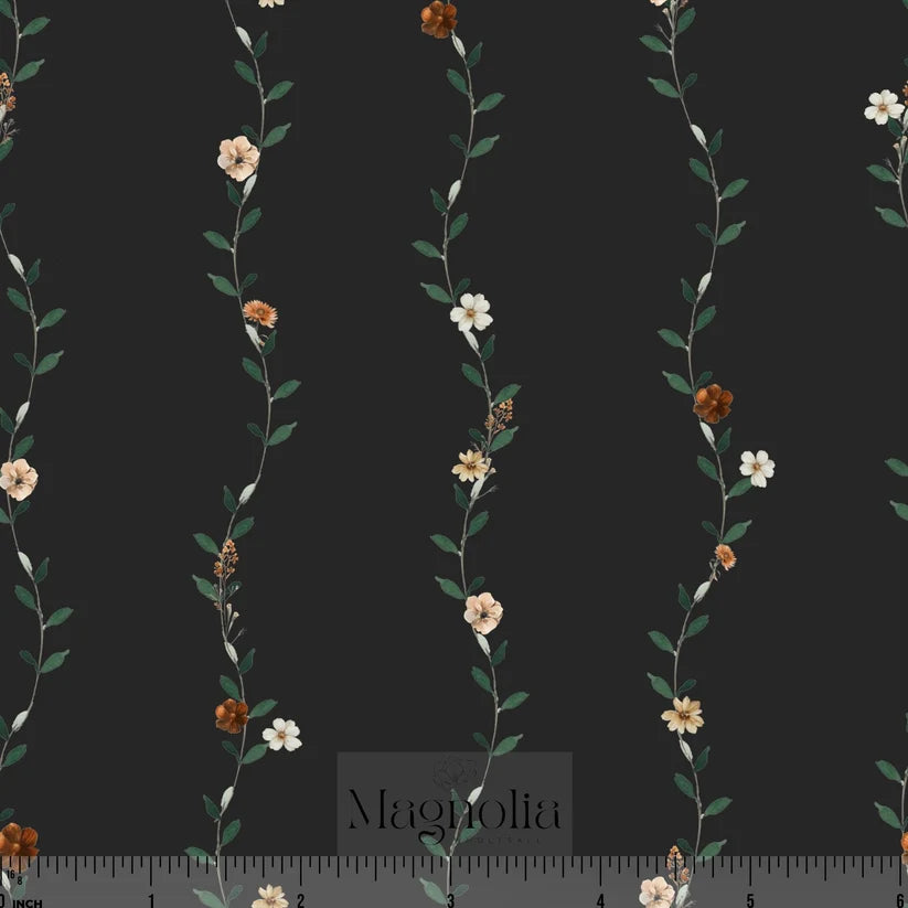 Charcoal Vintage Vines Pineskin | Sold By The Half Yard
