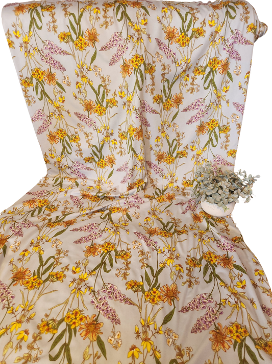 Sky Blue Summer Floral DTY Knit