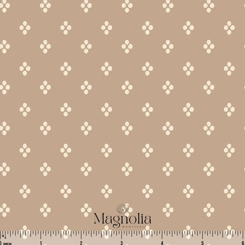 Tan Ditsy Diamonds Poly Crepe | Sold By The Half Yard