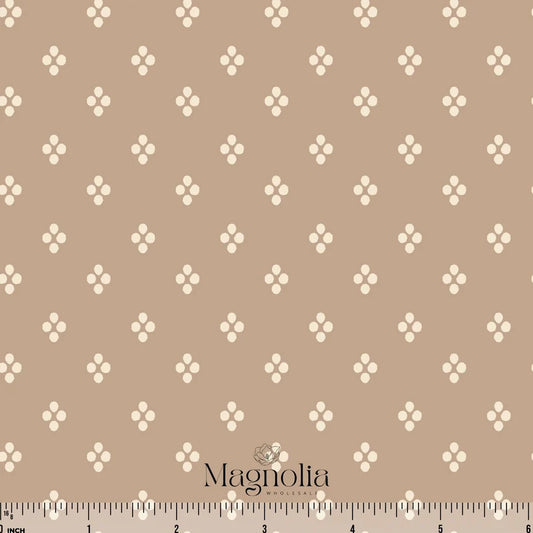 Tan Ditsy Diamonds Poly Crepe | Sold By The Half Yard