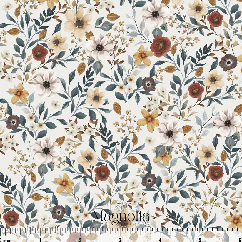 White Midnight Blooms Pineskin | Sold By The Half Yard
