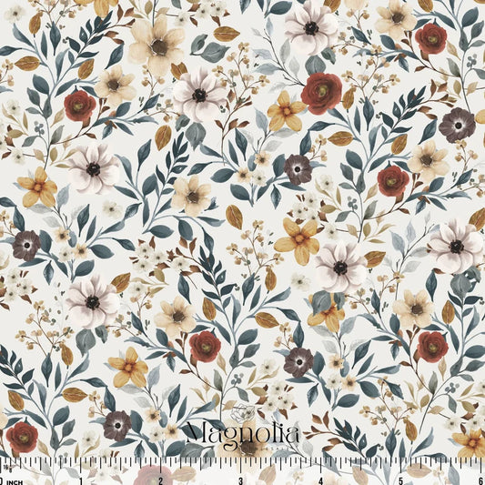 White Midnight Blooms Pineskin | Sold By The Half Yard