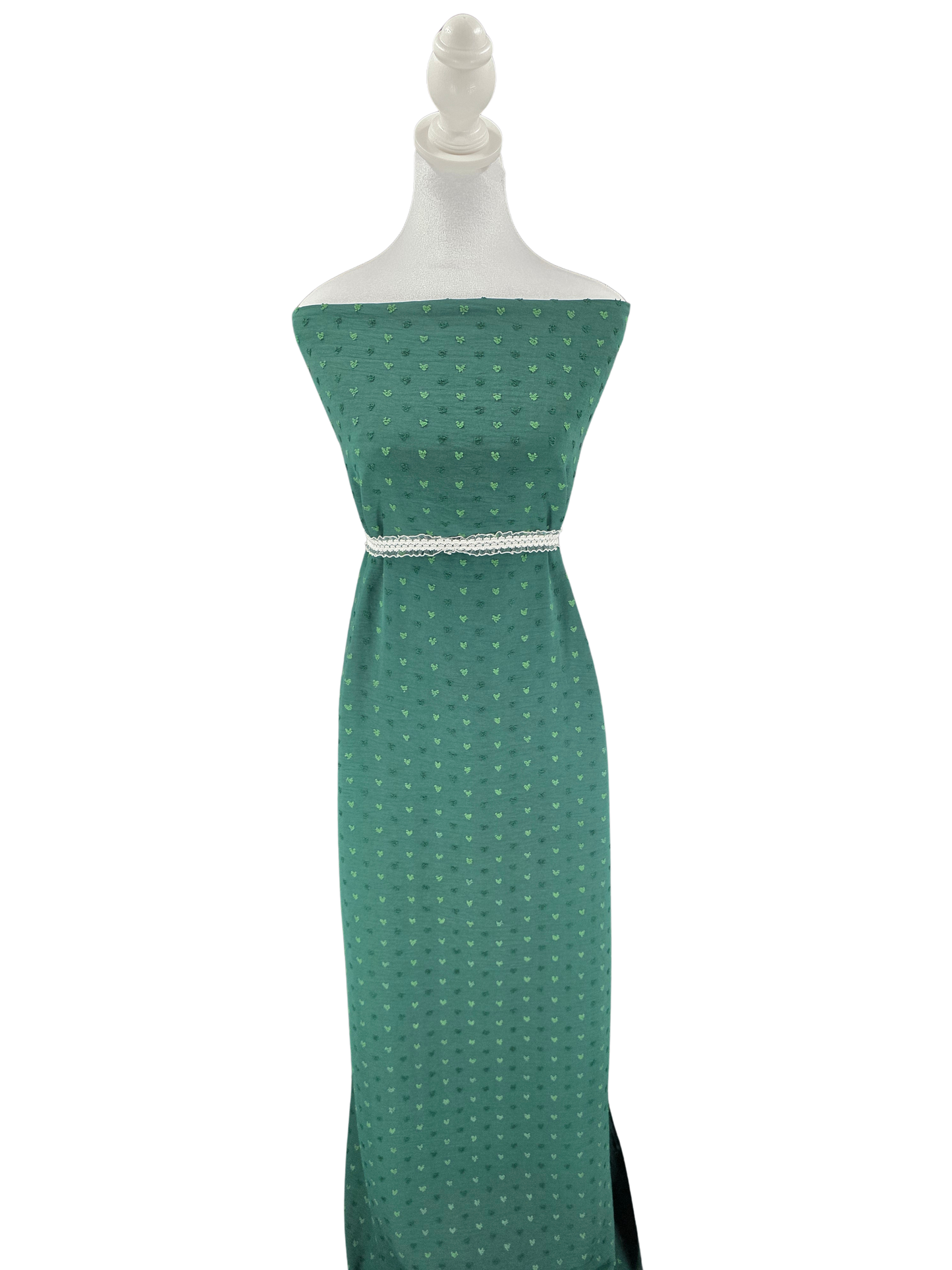 Green Poly Swiss Heart | Sold By The Half Yard