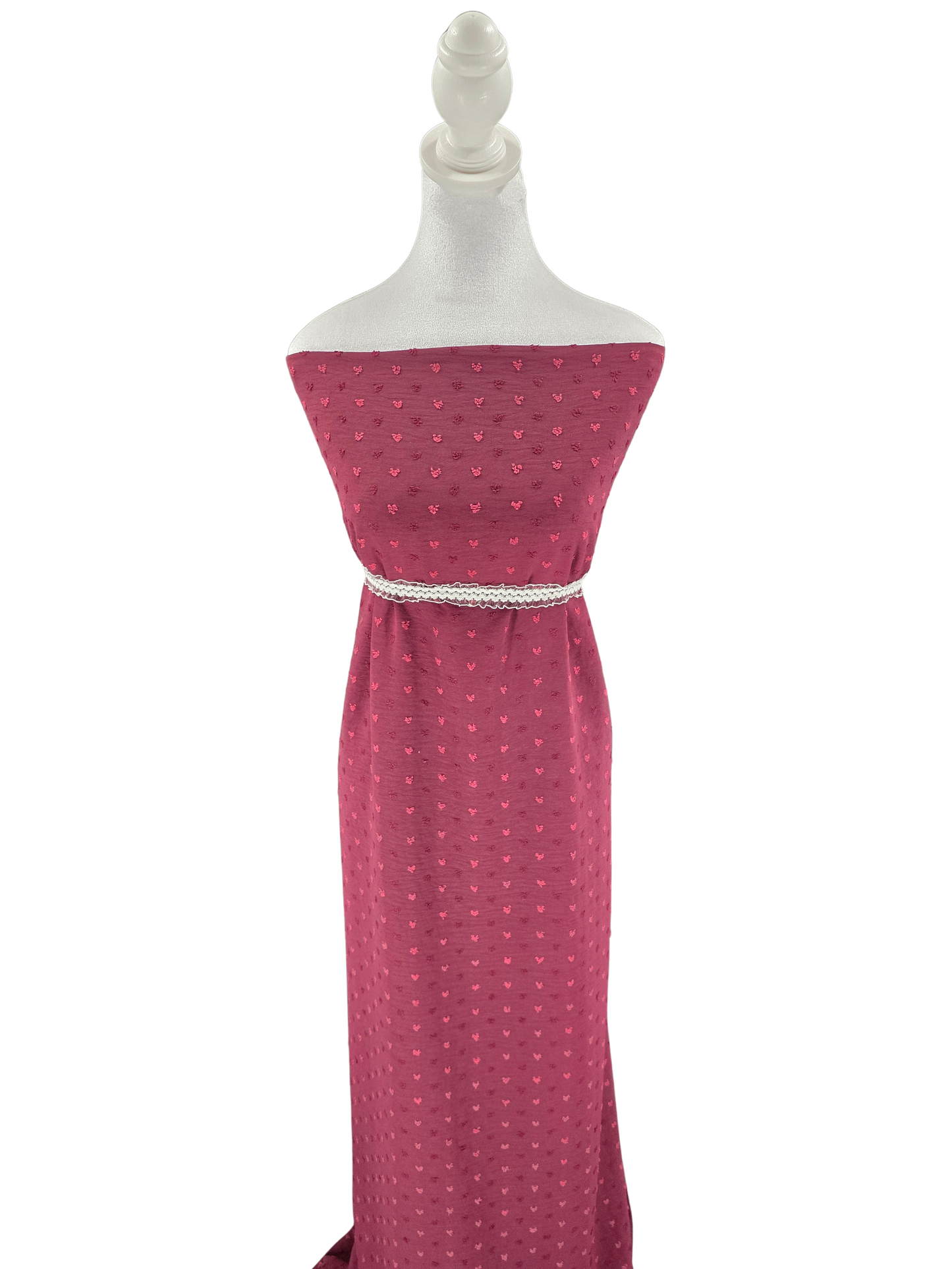 Burgundy Poly Swiss Heart | Sold By The Half Yard