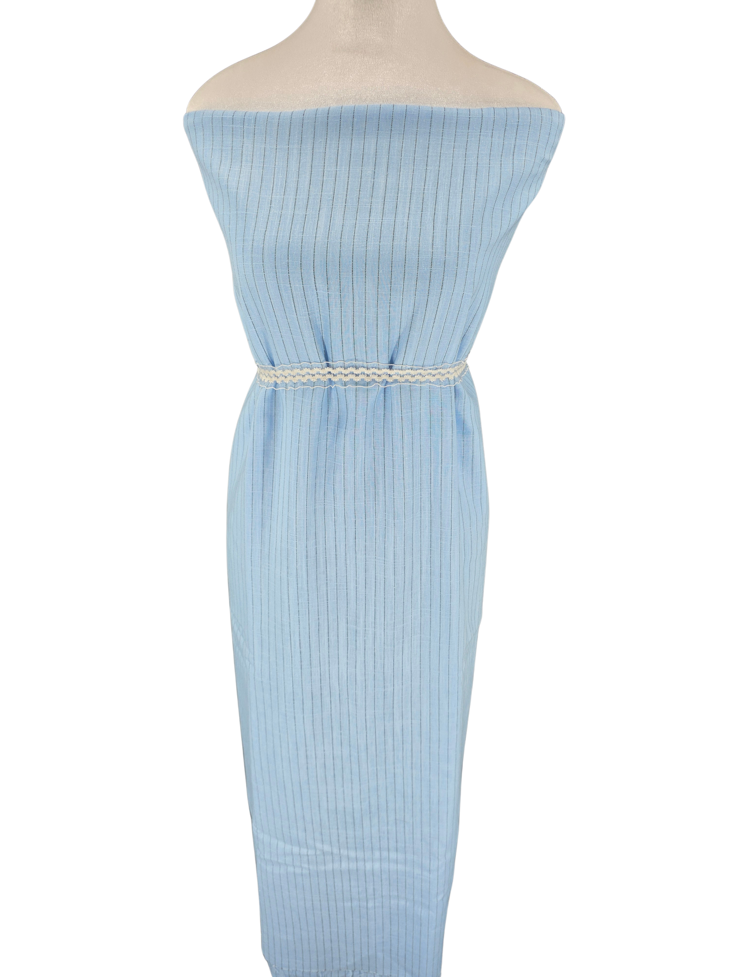Sky Blue Stripe Linen Viscose Blend | Sold By The Half Yard