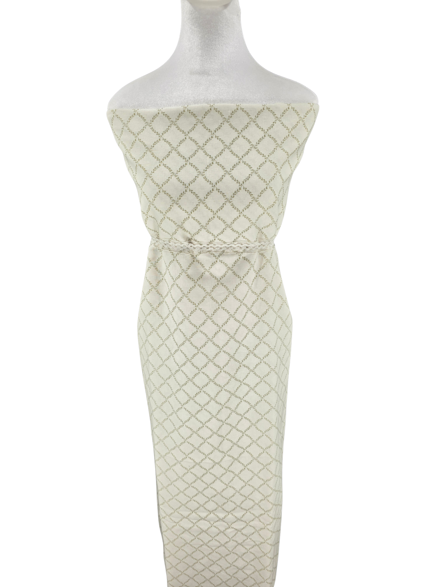 *Exclusive* Green Lattice Cotton Linen | Sold By The Half Yard