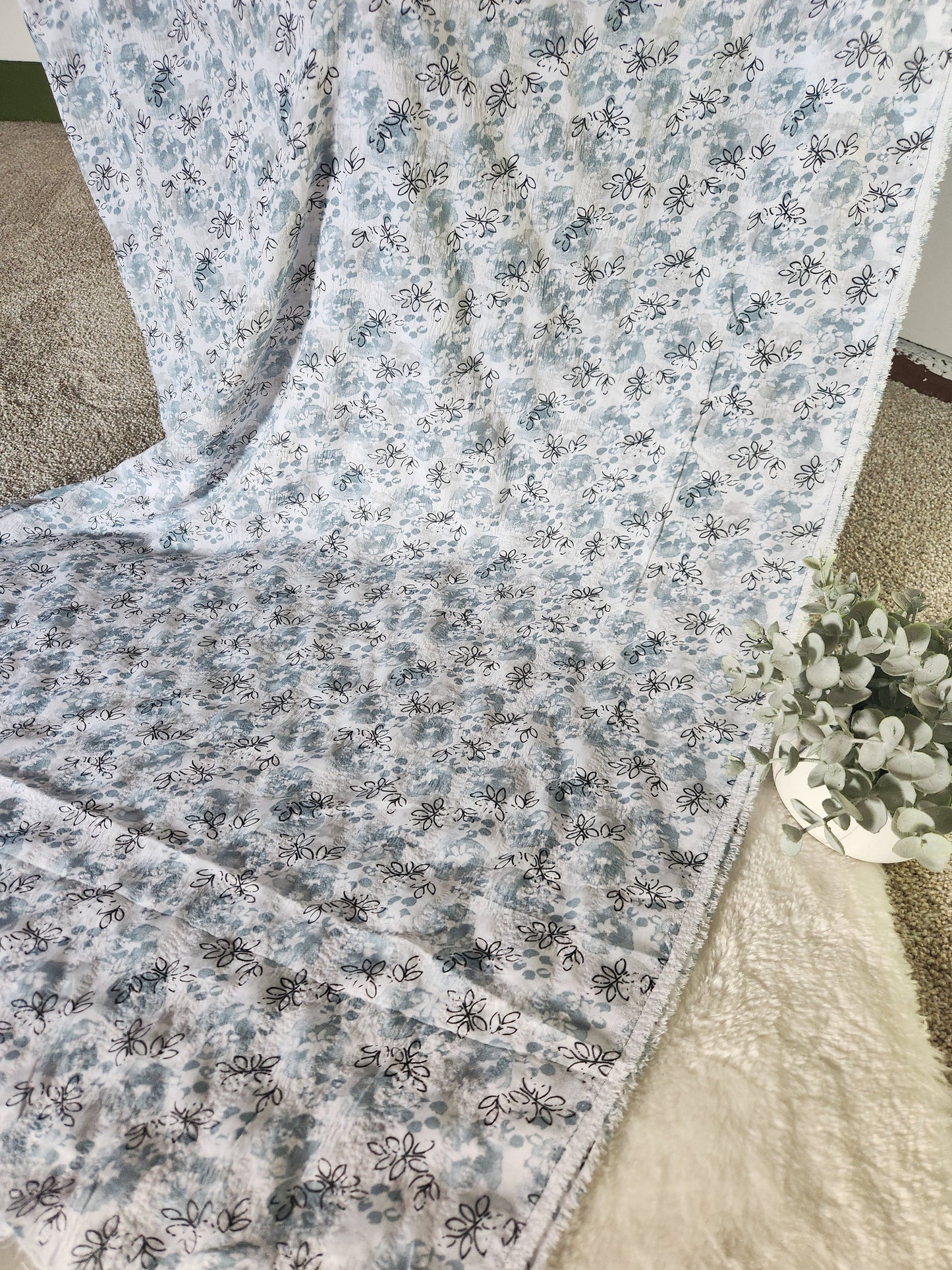 Blue Floral Polyester