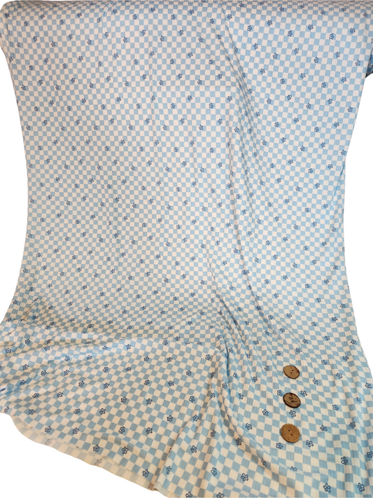 Blue Checkered Yummy Rib Knit