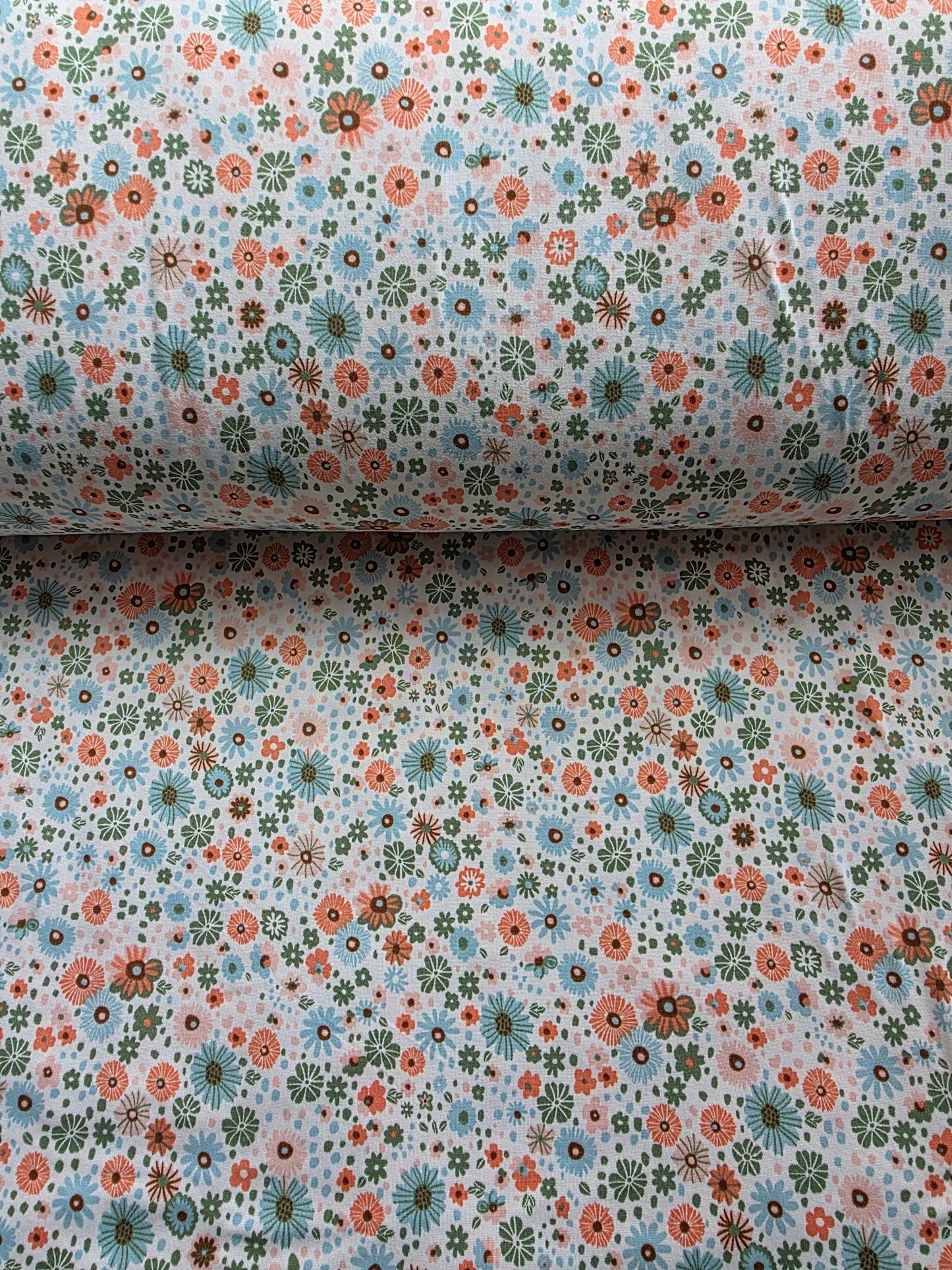 Mint Retro Flower Double Brushed Poly Knit