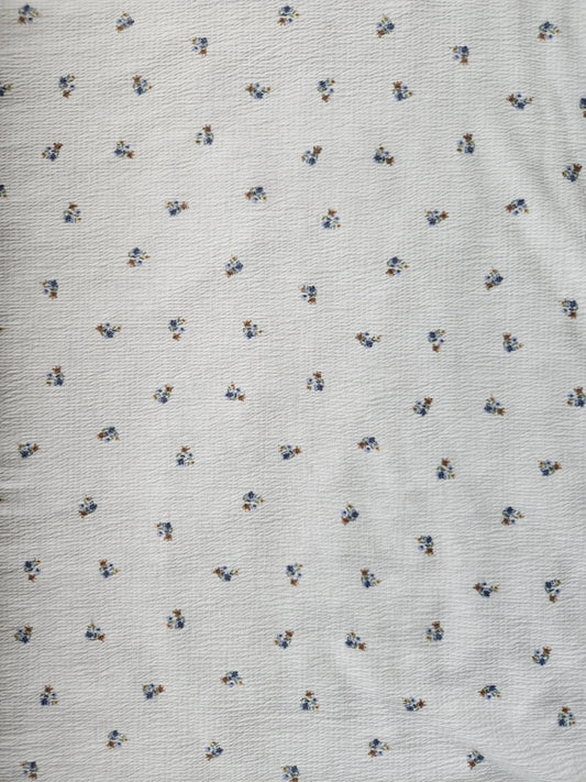 White Ditsy Floral Poly Cotton Gauze Knit