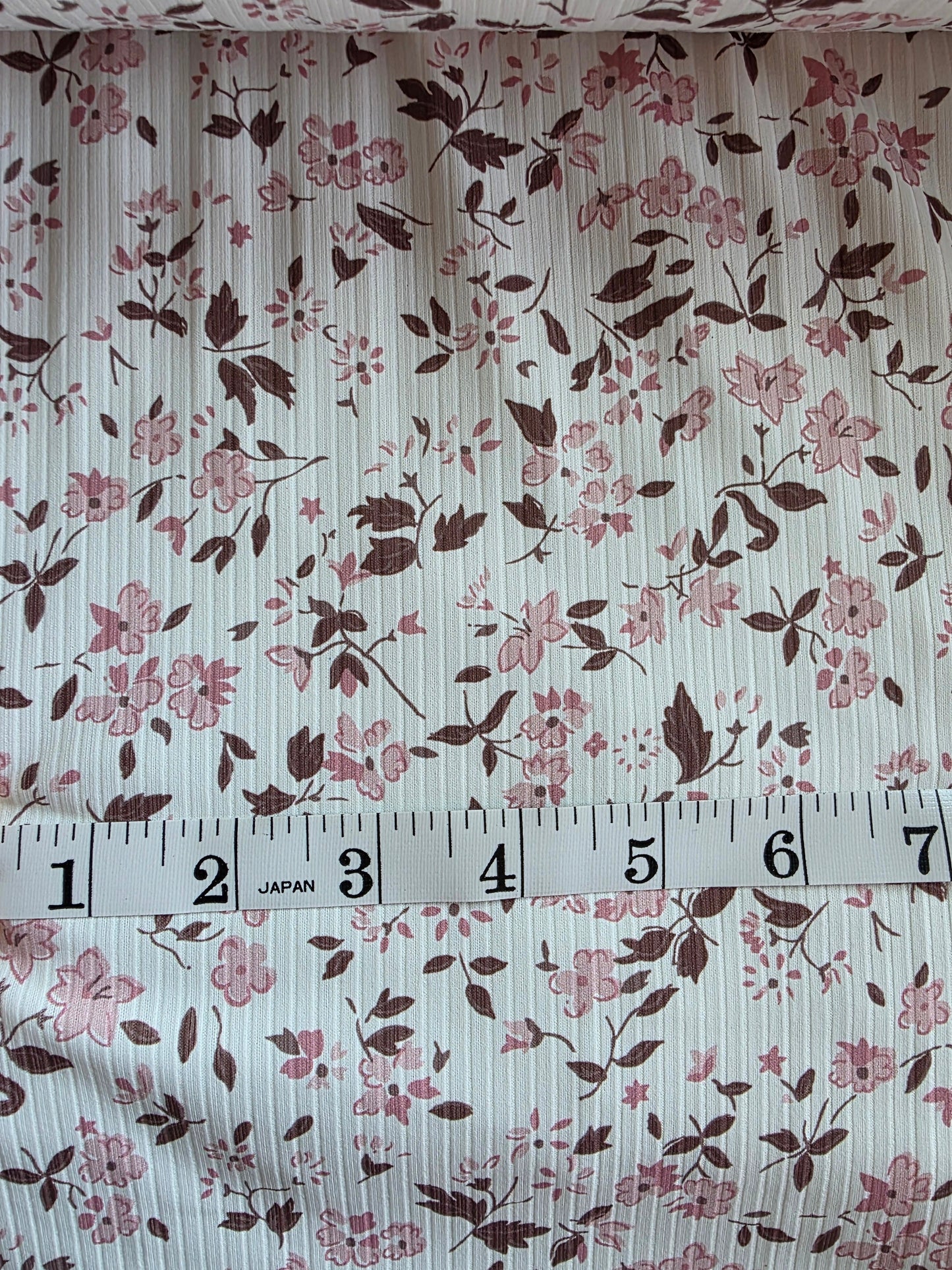 Pink & Brown Margaret Floral Unbrushed Rib Knit