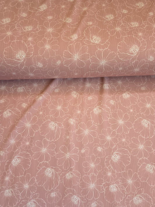 Dusty Rose Sketched Floral Reign Rib Knit