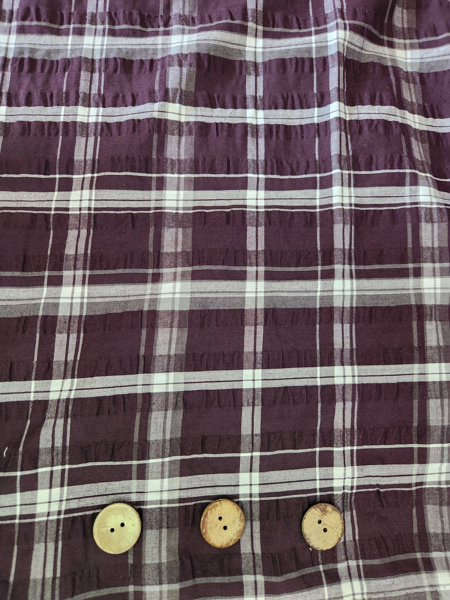 Plum Plaid Seersucker Polycotton