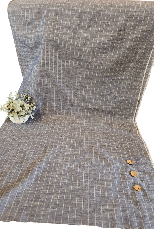 Denim Blue Pinstripe Polycotton