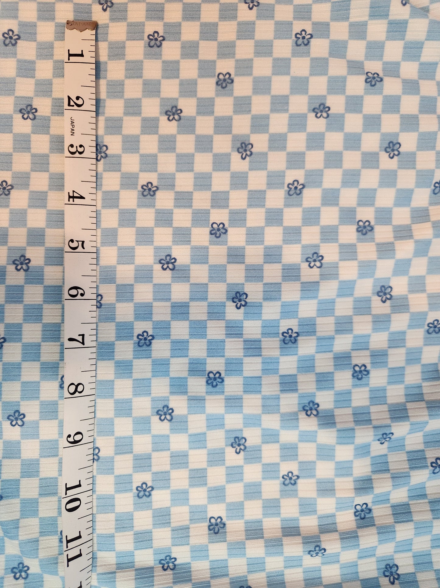 Blue Checkered Yummy Rib Knit