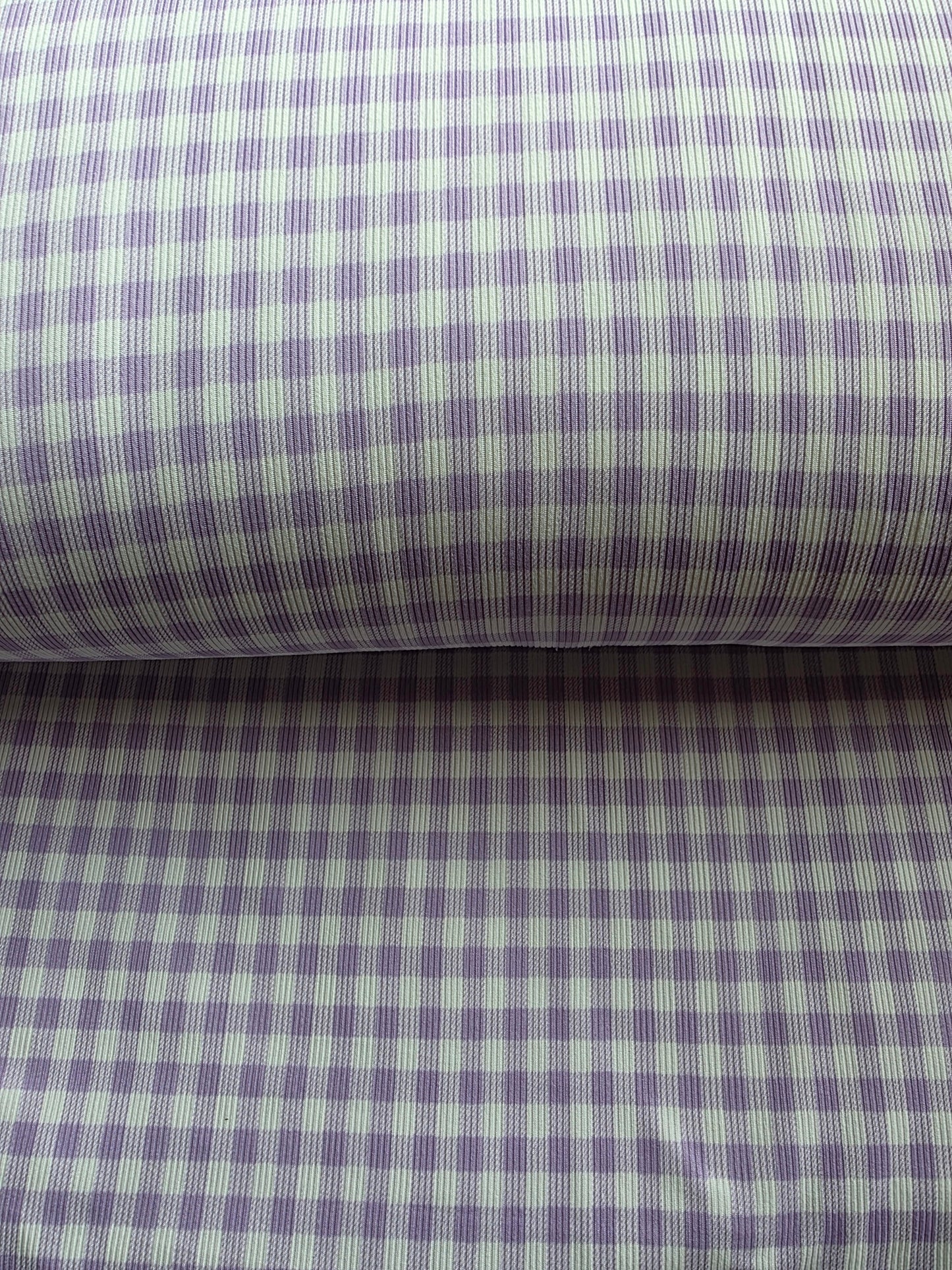 Lavender & White Gingham Yummy Rib Knit