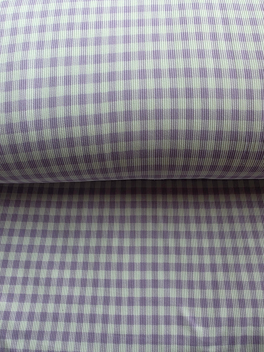 Lavender & White Gingham Yummy Rib Knit