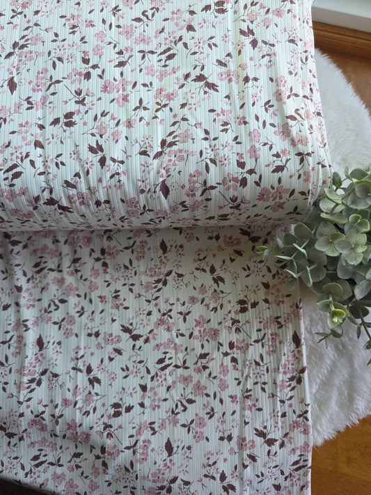 Pink & Brown Margaret Floral Unbrushed Rib Knit