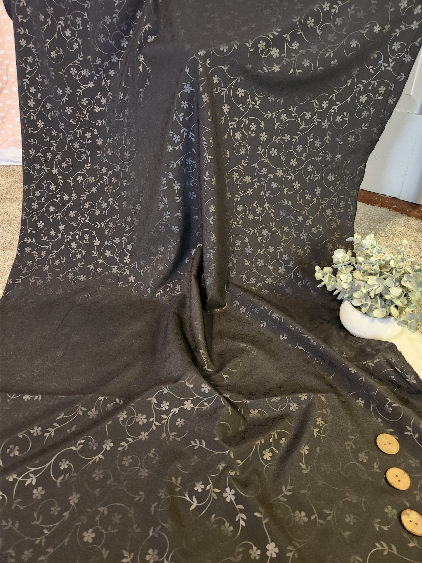 Black Embossed Polyester | Sold By The Half Yard