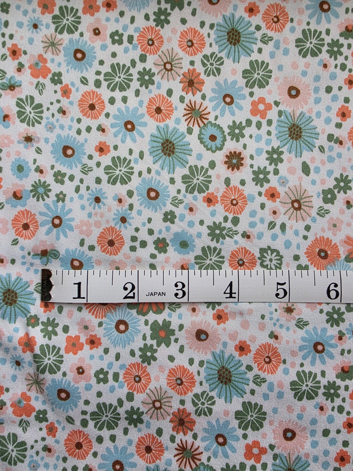 Mint Retro Flower Double Brushed Poly Knit