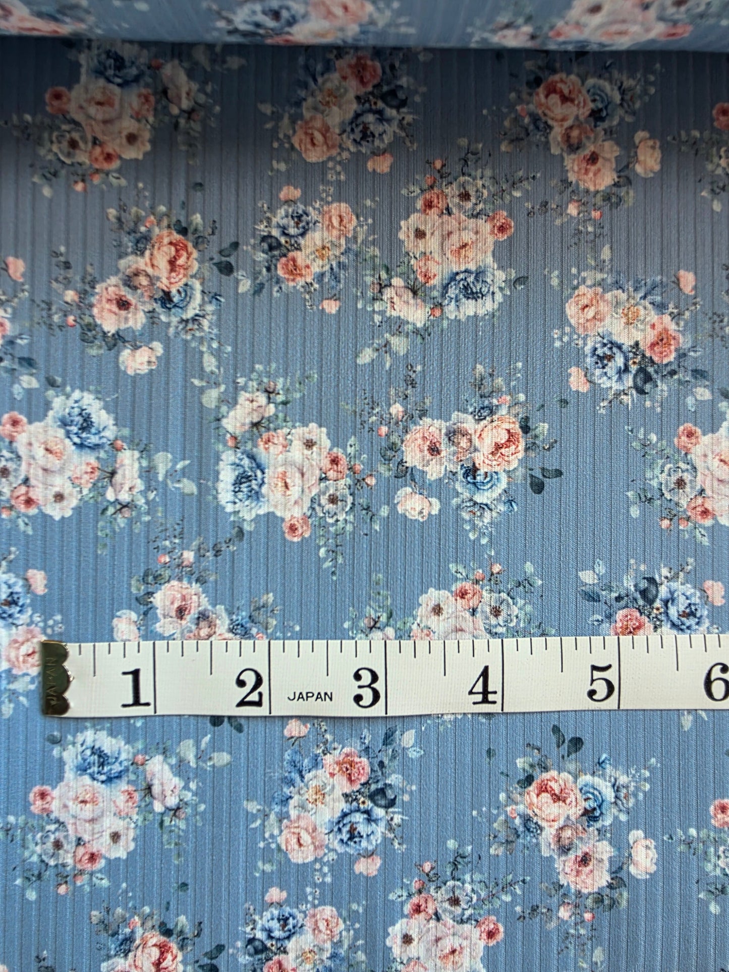 Dusty Blue Dreamy Elegance Floral Reign Rib Knit