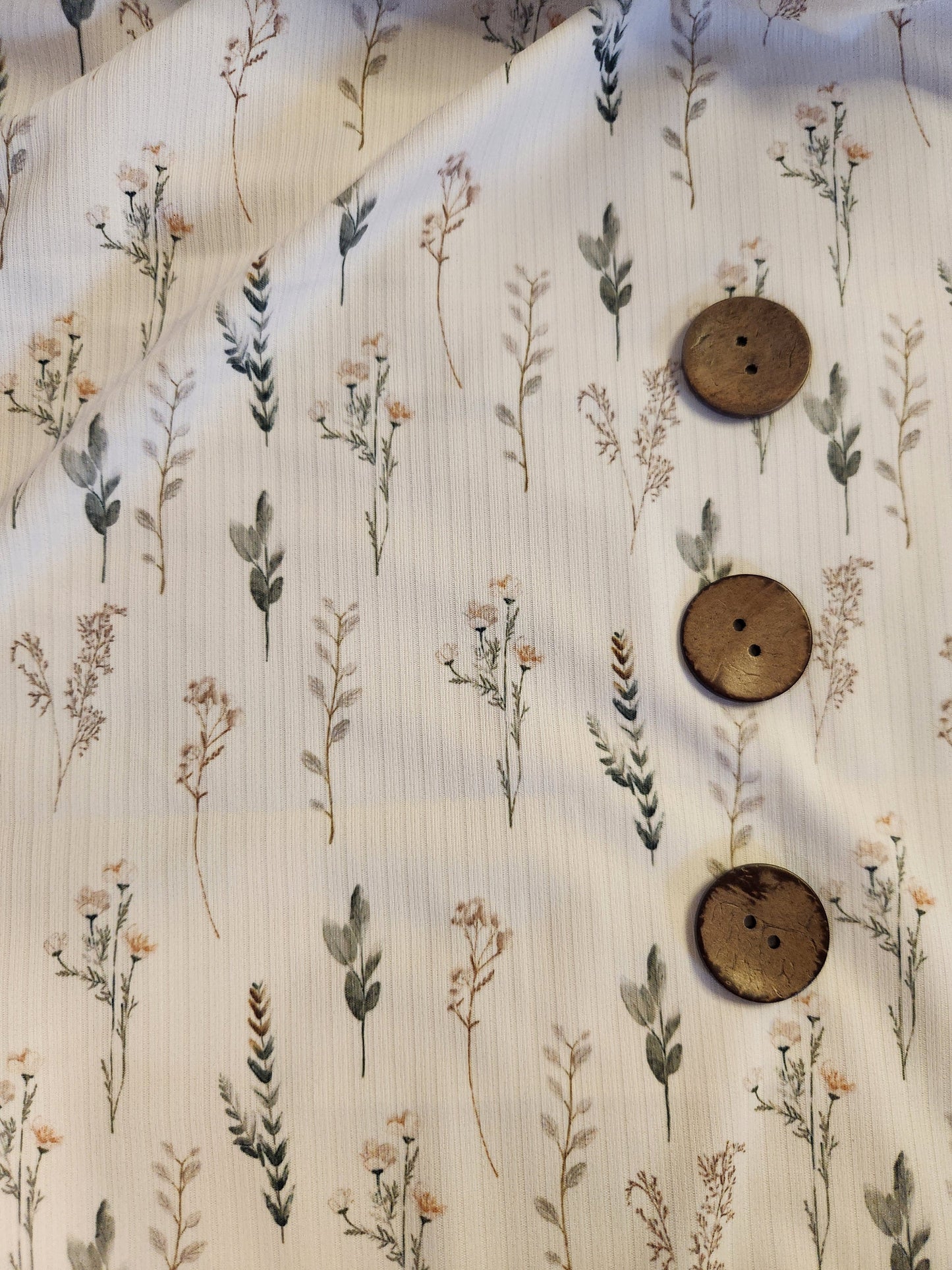 White Wildflower Sprigs Reign Rib Knit